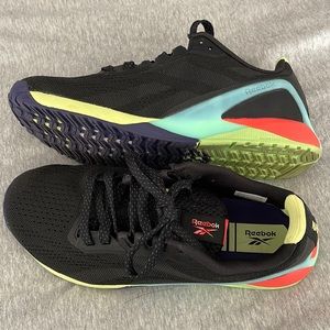 Black and neon Reebok sneakers